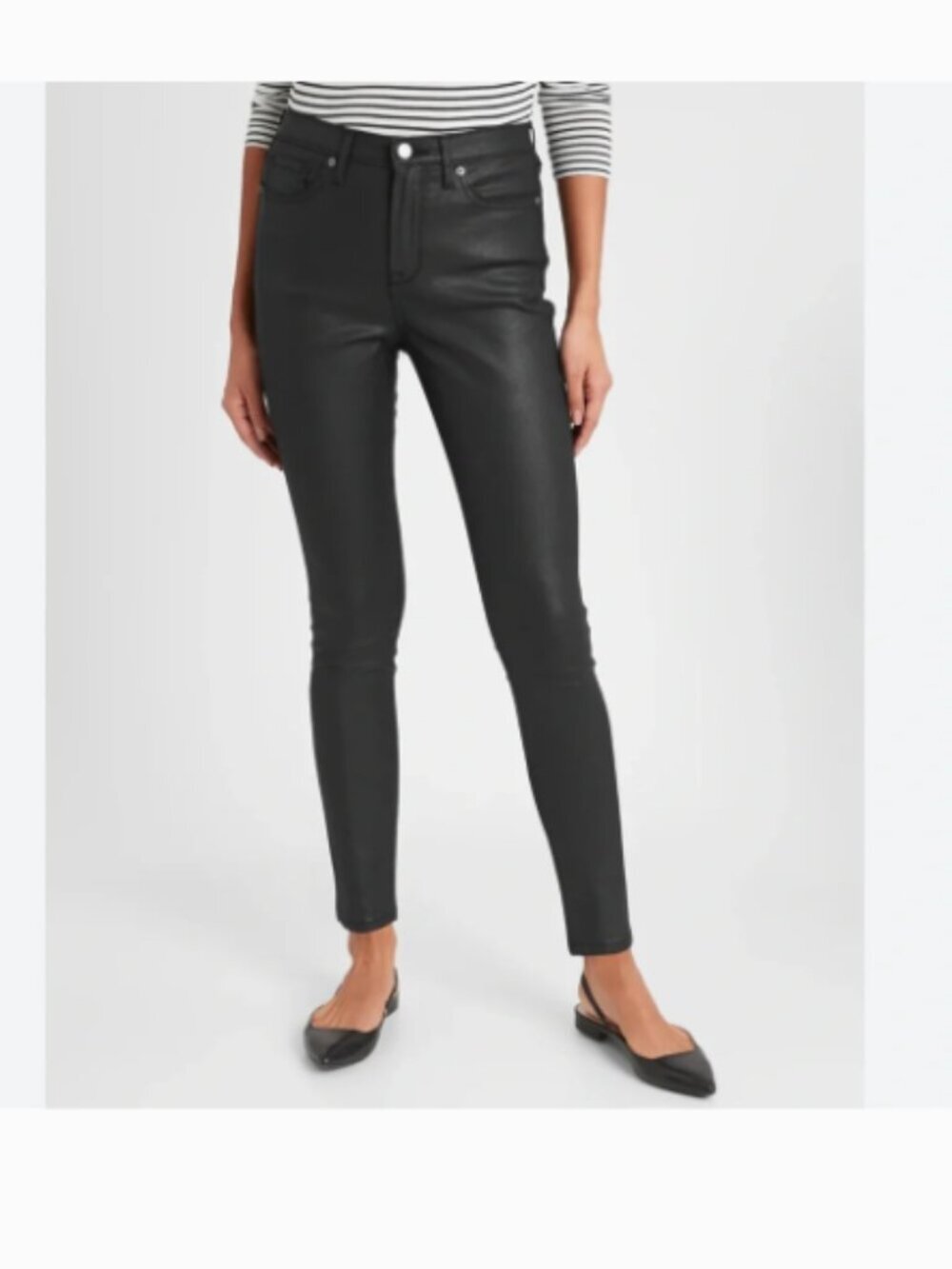 Banana Republic Black Mid-Rise Coated Skinny Jeans size 27 - Picture 3 of 11